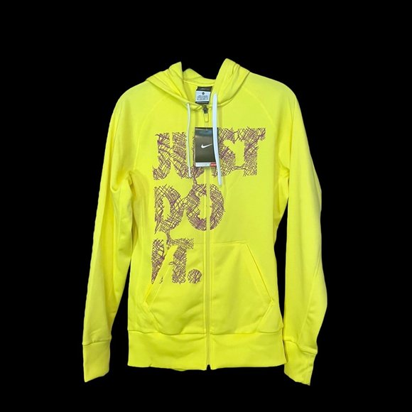 NEW with tags - XS Women's "Just Do It" NIKE Zip Therma-Fit Yellow Hoodie - Picture 4 of 8